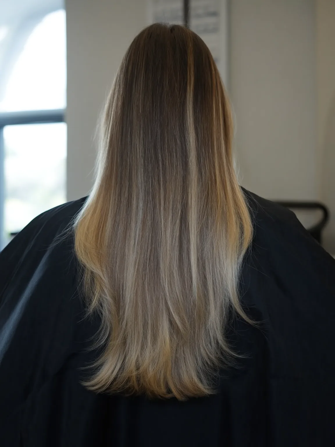 Sleek Long Layers in Straight Ash Bronde